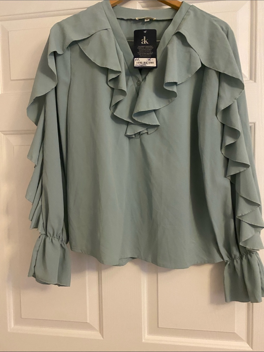 dkny Sage Ruffle V-Neck Blouse